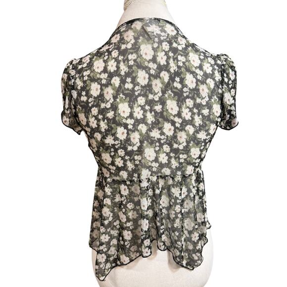 Full Tilt L Tie Floral‎ Top Fairy Whimsygoth Summer Sheer Mesh Festival Party - Picture 5 of 11
